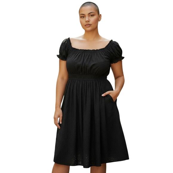 Torrid Black Eyelet Mini Dress L 12 – Sweetheart Neck, Fully Lined, NWT - Picture 2 of 9